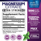 Magnesium Citrate 1000mg Per Serving - Max Absorption Magnesium Powder Capsules for Muscle, Nerve and Heart Health Support, High Absorption Citrate Complex, Gluten Free, Non-GMO - 120 Capsules