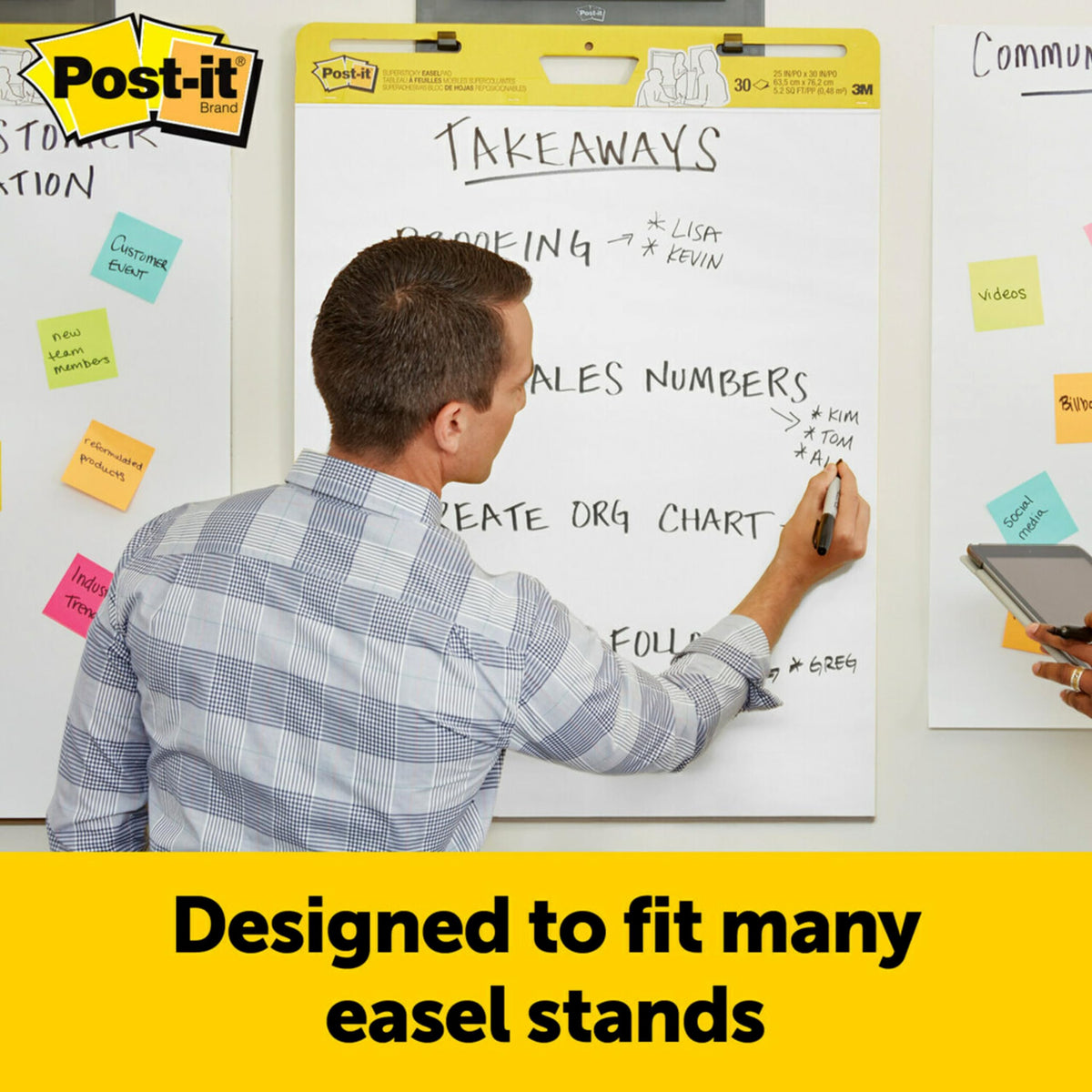 3M Post-it Easel Pad, 20 x 23 in, White, 2 Pack, Command Strips included