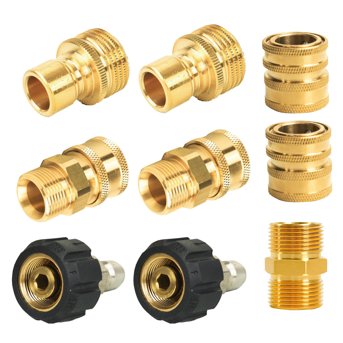Hourleey Pressure Washer Adapter Set, Quick Disconnect Kit with M22 Metric Male Thread Quick Connector, M22 Swivel to 3/8'' Quick Connect, 3/4" to Quick Release, M22 to M22 Convert, 9 Pack