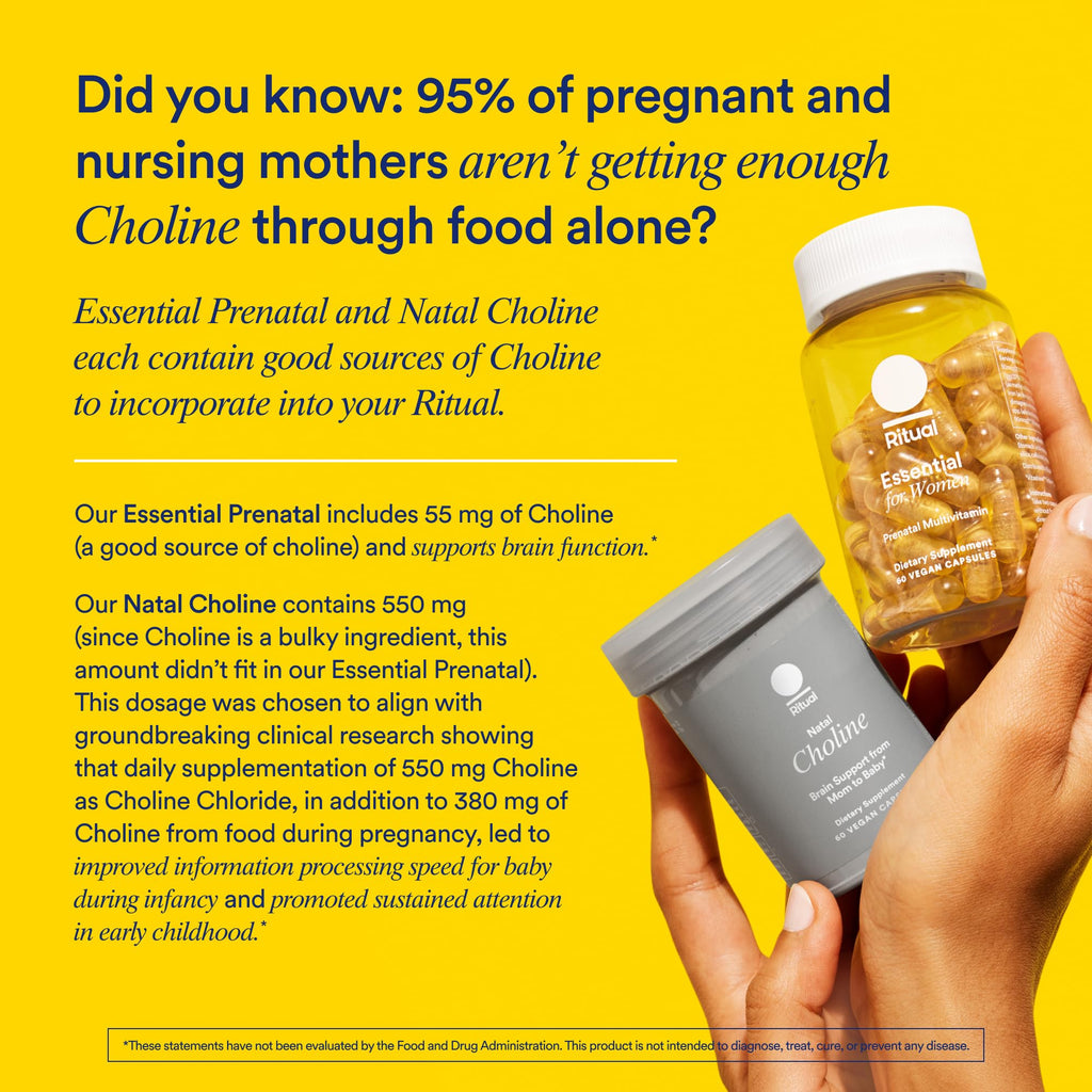 Ritual Women's Prenatal Multivitamins - 60 Capsules - 30 Servings | Clinical-Backed - Key Essential Vitamins and Minerals to Support Mom and Baby During Pregnancy* - Choline - Vegan - Citrus