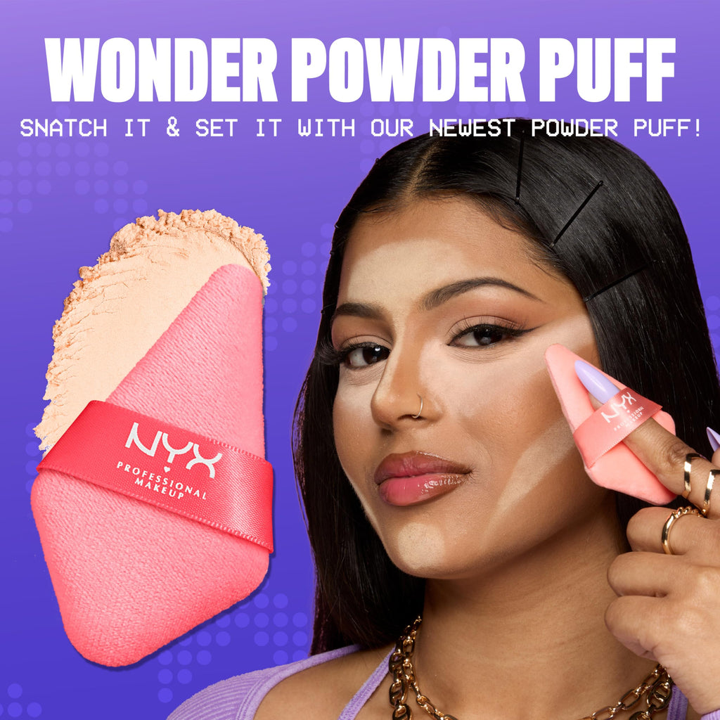 Buy now NYX PROFESSIONAL MAKEUP Wonder Setting Powder Puff Applicator, Soft, Reusable Triangle Powder Puff For Applying Loose Or Pressed Powders, Baking, and Brightening, 1 Count at indiglob india