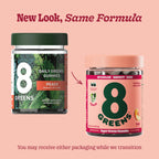 8Greens Daily Greens Gummies, Peach, 100 Count | Spinach, Wheatgrass, Blue Green Algae, Spirulina, Aloe Vera, Chlorella, and Barley Grass; For Metabolism, Immunity & Focus