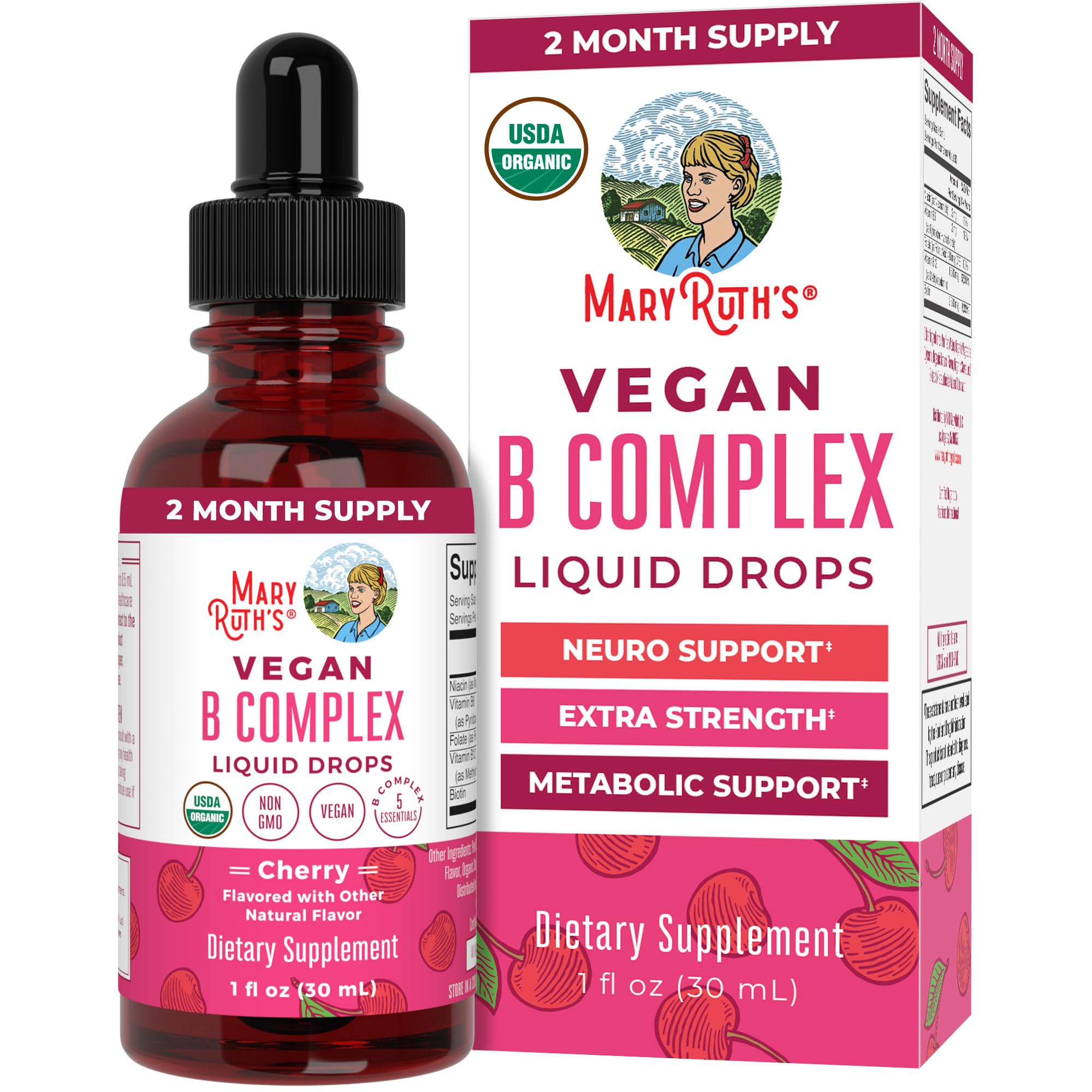 MARYRUTH'S Organic Vitamin B Complex, Biotin, Vitamin B12, Niacin, Folate | B Vitamins Complex, Biotin, Vitamin B12, Niacin, Folate