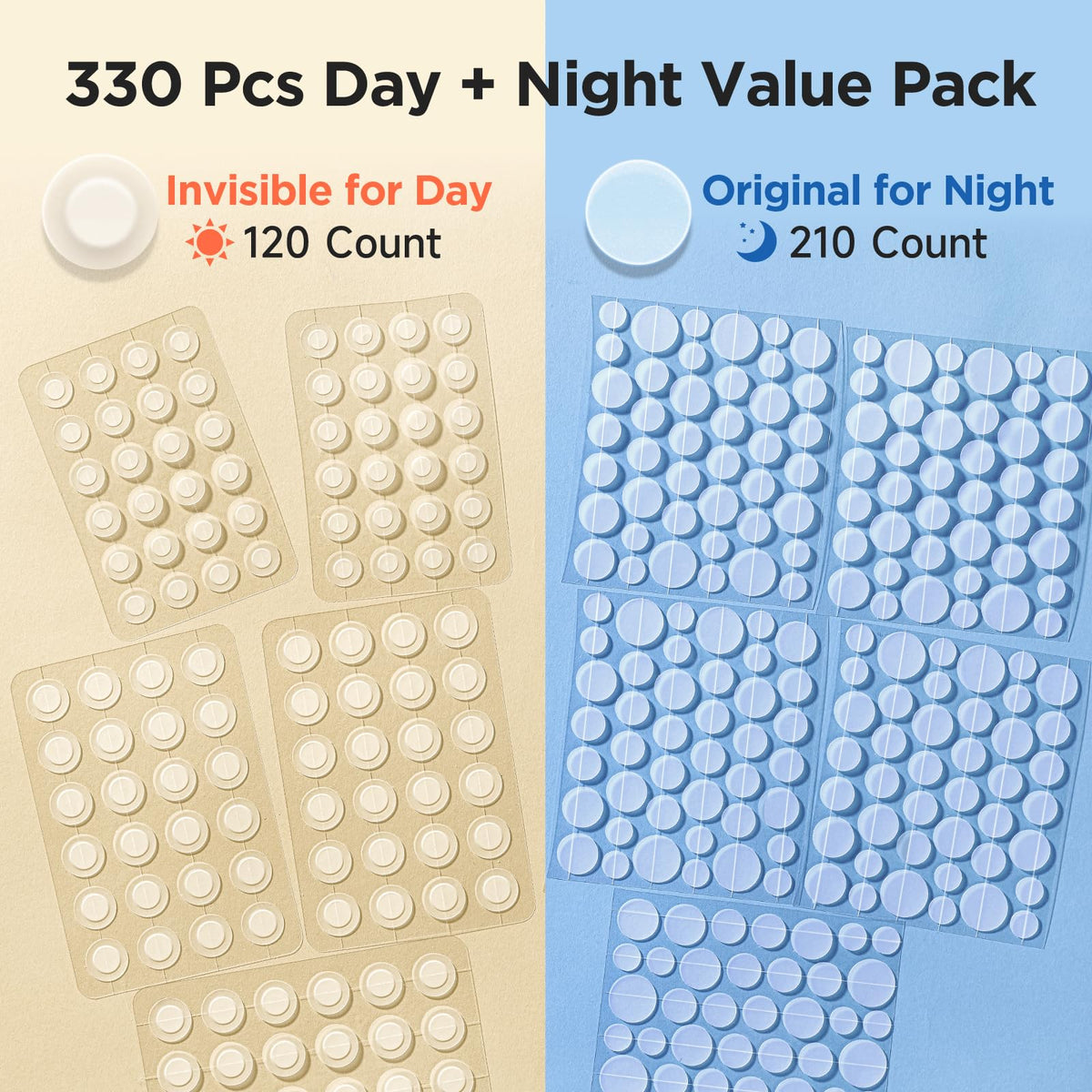 Invisible Pimple Patches for Face, Day & Night Acne Cover 330 Ct
