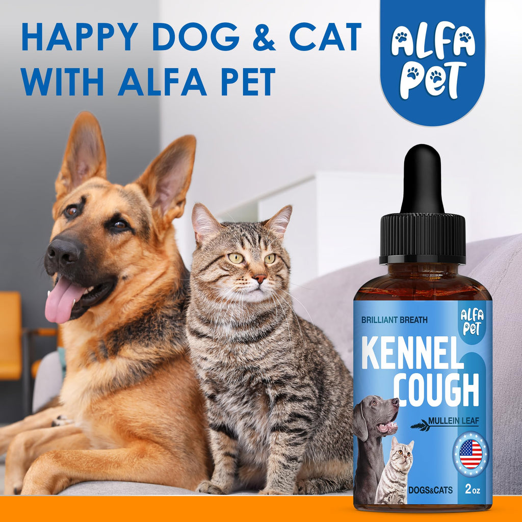 Kennel Cough Medicine for Dogs Helps with Dry, Wet, Barking Cough – Cat and Dog Cough Medicine Soothes and Calms Irritated Throat – Herbal Treatment Supports Breathing and Clears Airways – 2-oz Bottle