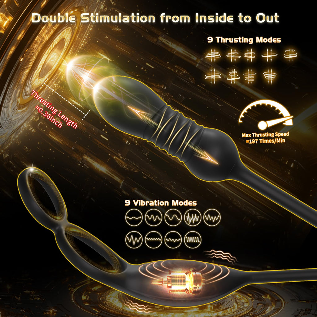 HNNPY Thrusting Prostate Massager Dildo, Male Anal Vibrator Sex Toys