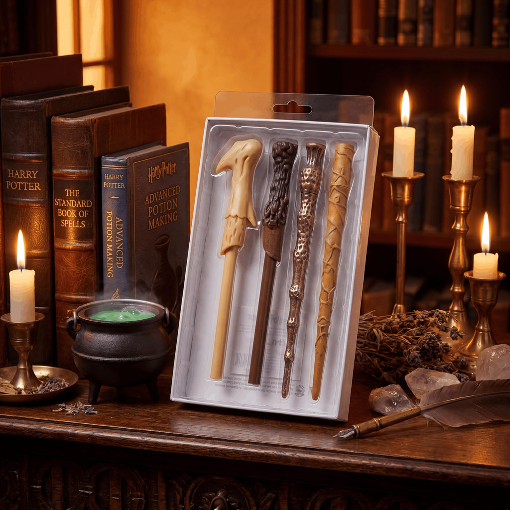 Harry Potter Wizarding World Wand Pens Set of 4 - Voldemort, Hermione, Dumbledore Wands