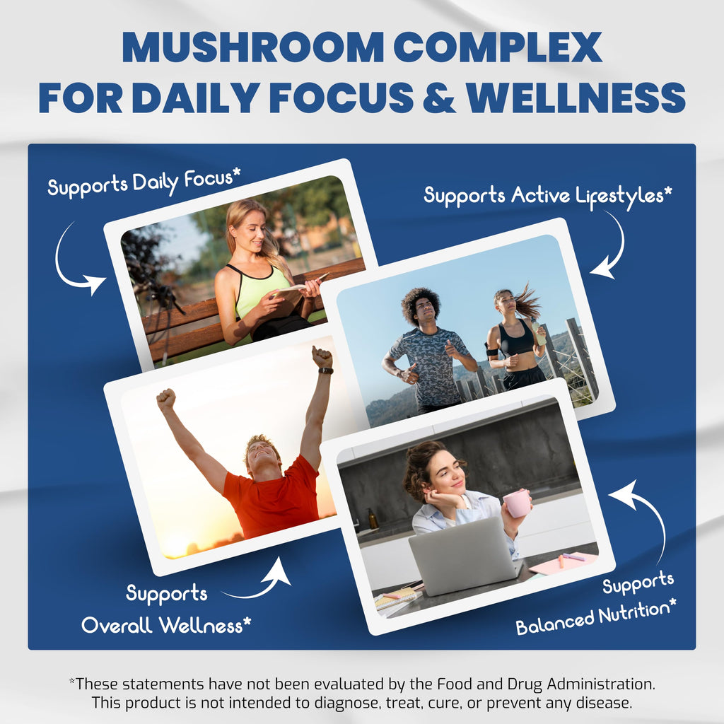 Mushroom Complex Supplement, 10-in-1 Blend with Lion's Mane, Cordyceps, Reishi, Turkey Tail, Chaga, Maitake & Shiitake, Cognitive & Immune Wellness Support*, 150 Capsules, Non-GMO