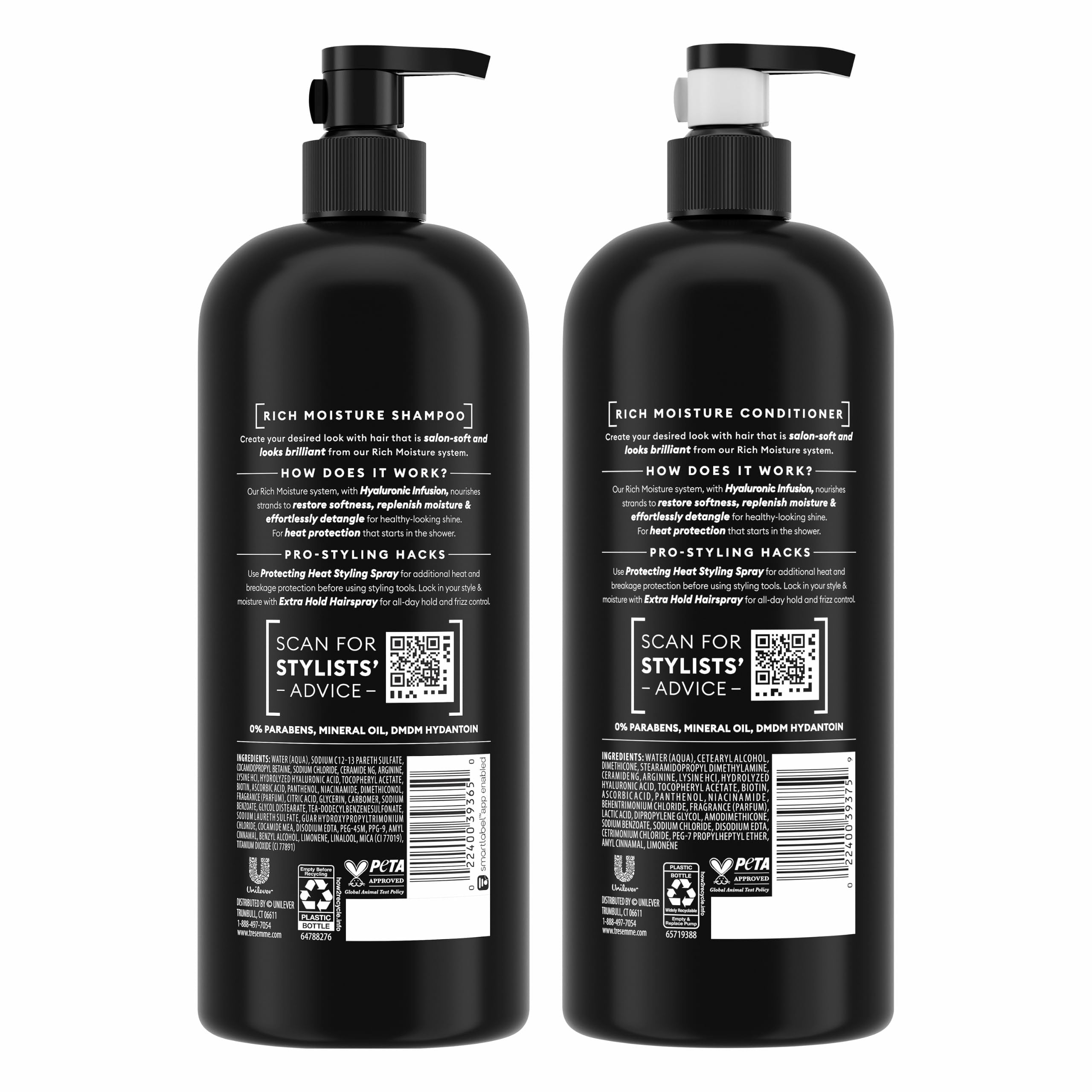 TRESemmé Rich Moisture Shampoo and Conditioner 2 Count Rich Moisture for Dry Hair Formulated With Vitamin E and Biotin 28 oz