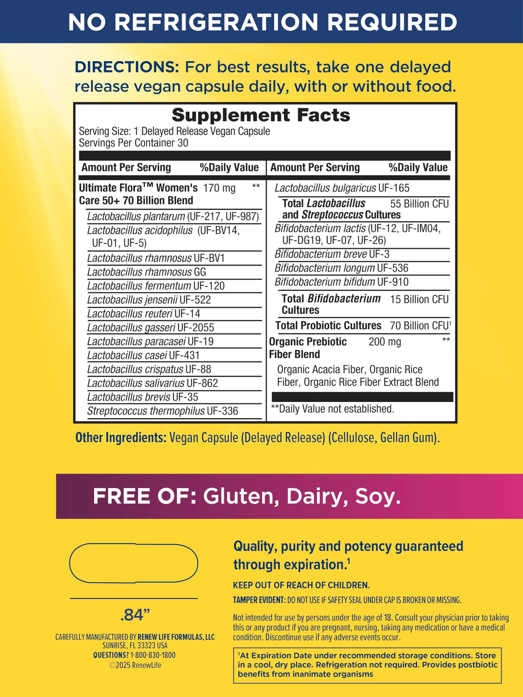 Renew Life Ultimate Flora Probiotics for Women 50+ 70 Billion CFU