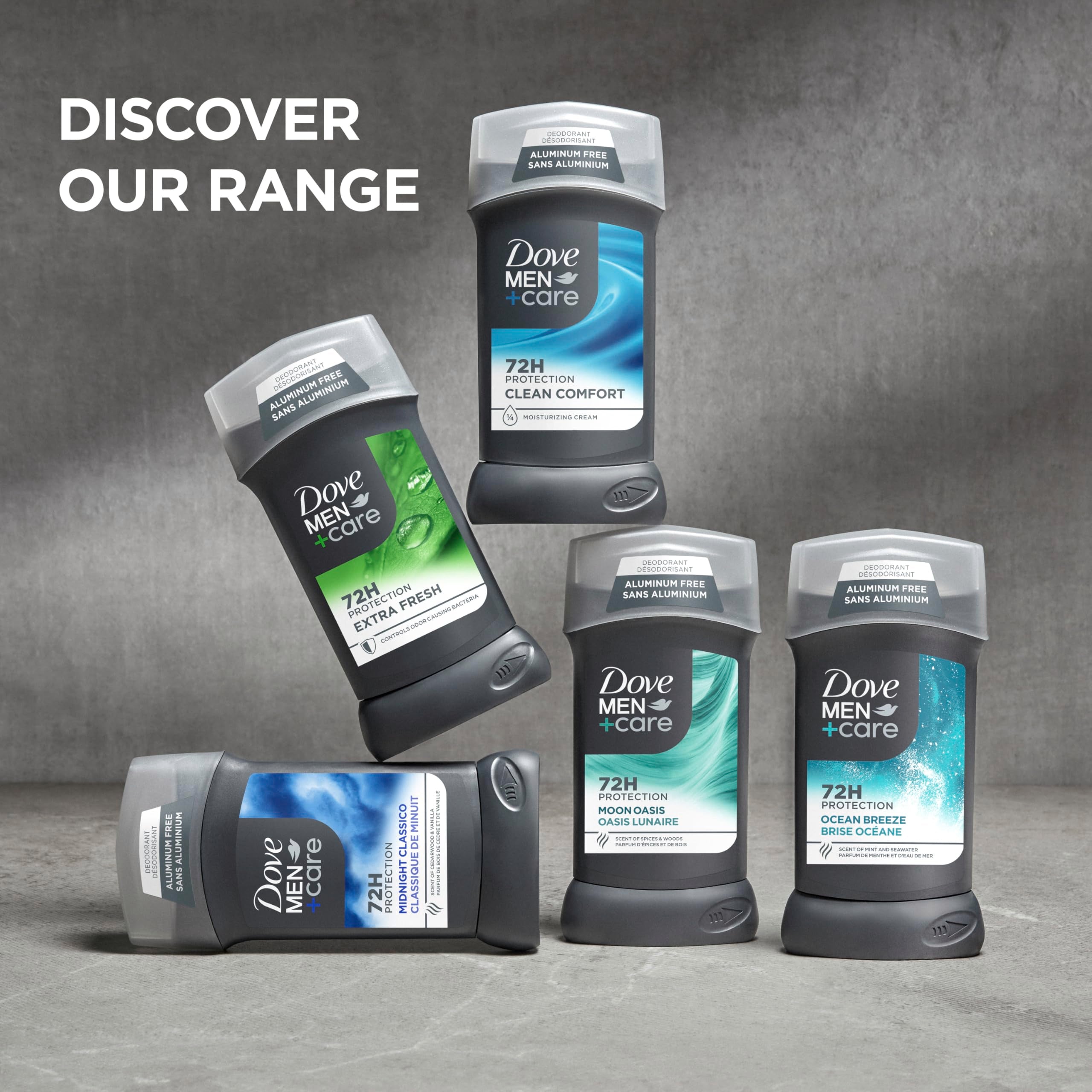 DOVE MEN + CARE Deodorant Stick for Men Clean Comfort, Pack of 4, 3 oz | Aluminum free deodorant provides 72-hour odor protection and skin care.