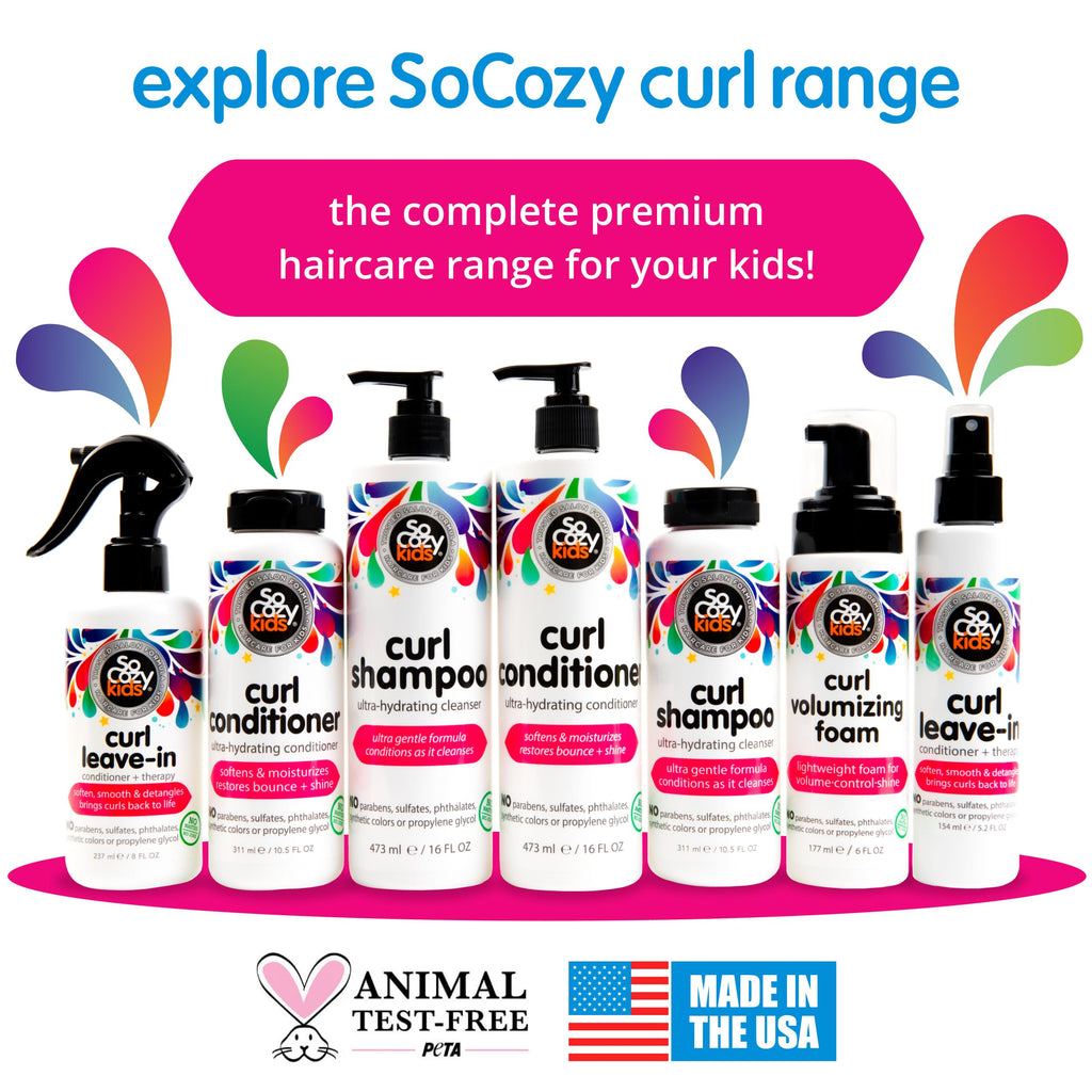 SoCozy Curl Conditioner for Kids Curly Hair (10.5 Fl Oz, Pack of 2) Helps Soften Dry & Unruly Curls, Hair Conditioner & Detangler with Mango Seed Butter, Rice Protein & Papaya Extract, Paraben Free