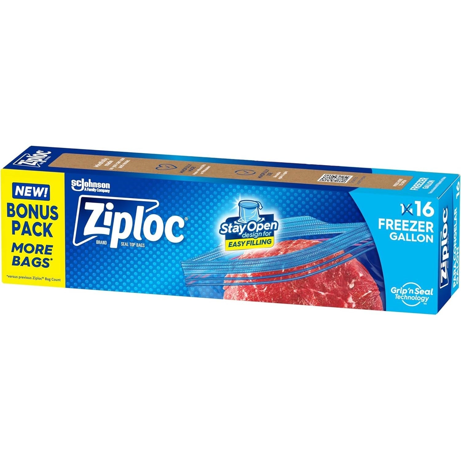 Buy now Ziploc Gallon Food Storage Freezer Bags, New Stay Open Design with Stand-Up Bottom, Easy to Fill, 28 Count 16 Count at indiglob india