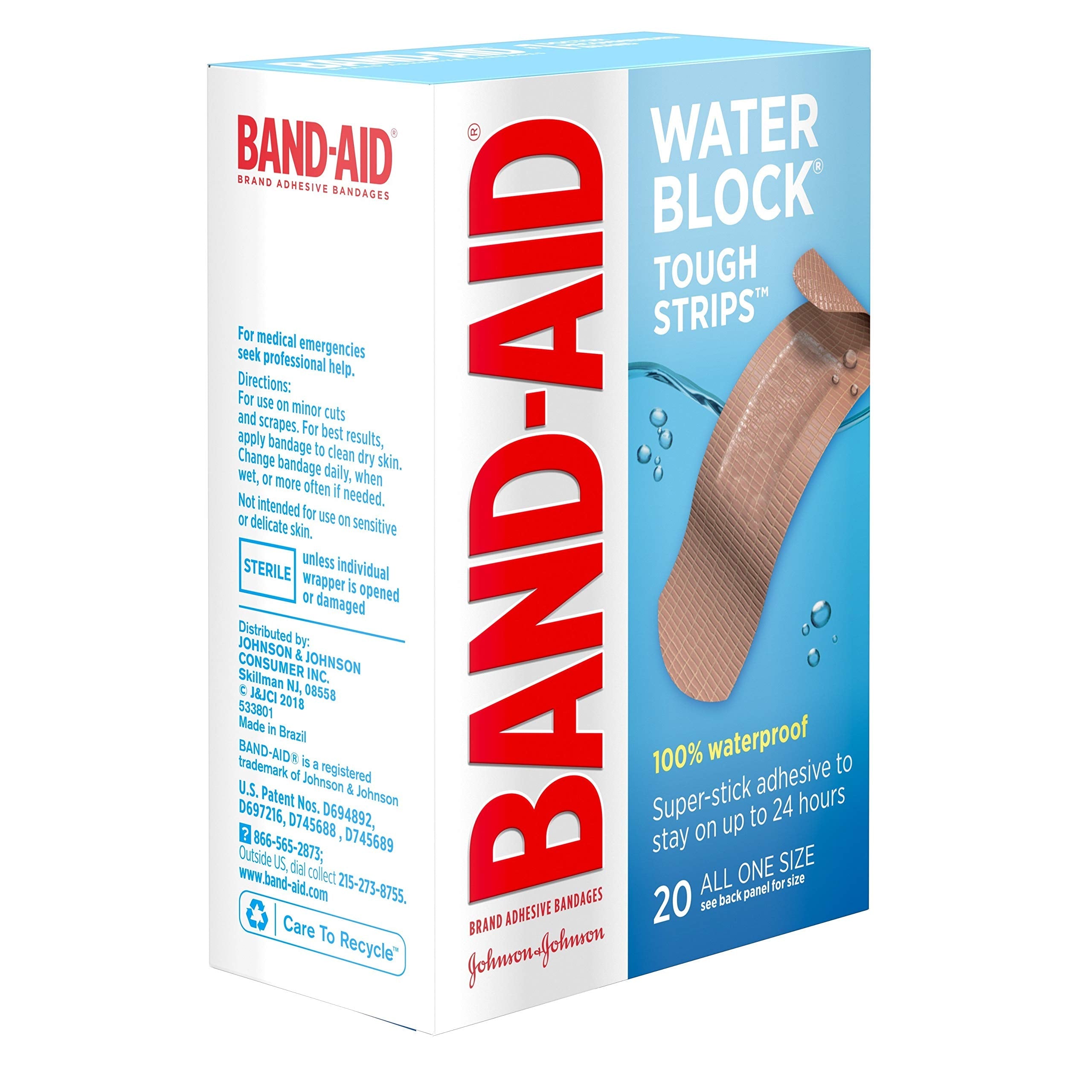 Buy now Band-Aid Brand Water Block Waterproof Tough Adhesive Bandages for Minor Cuts and Scrapes, All One Size, 20 Count (Pack of 1) at indiglob india