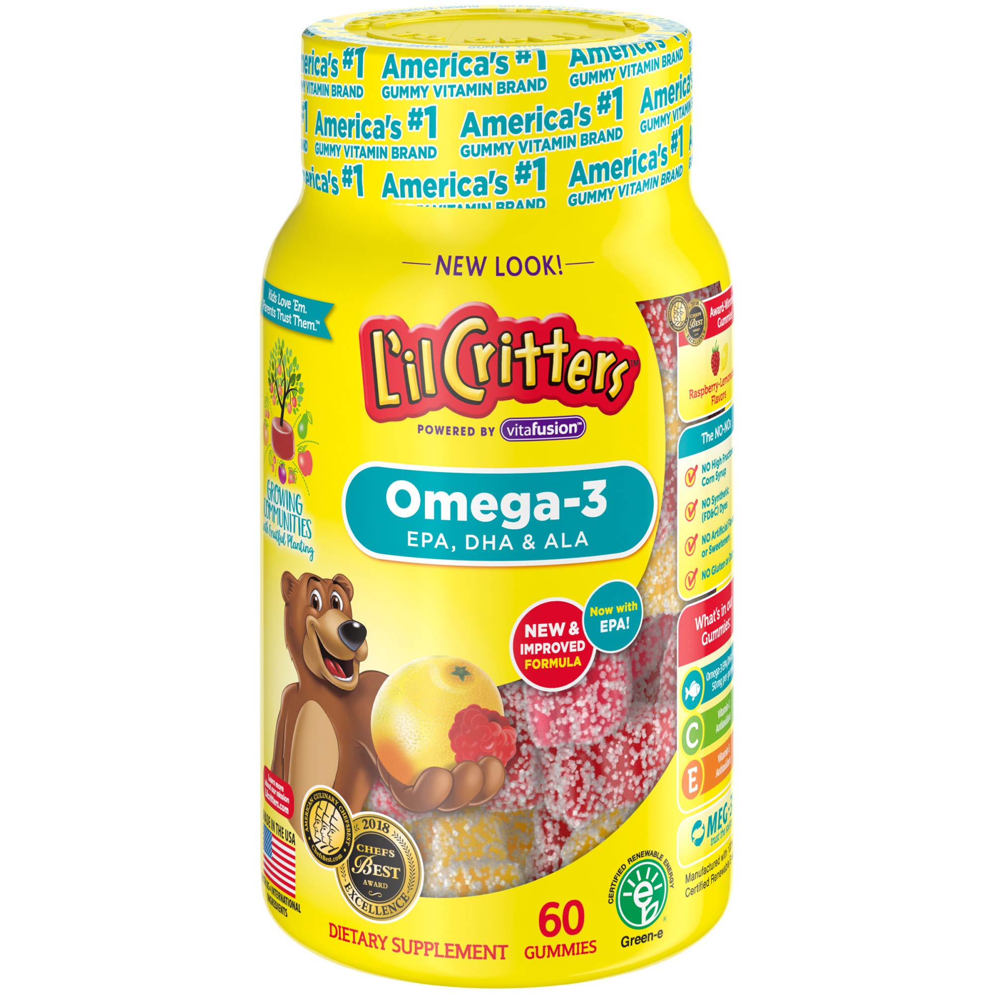 Buy now Lil Critters Omega-3 DHA, Lemonade,Chewable, 60 Count, Pack of 2 at indiglob india