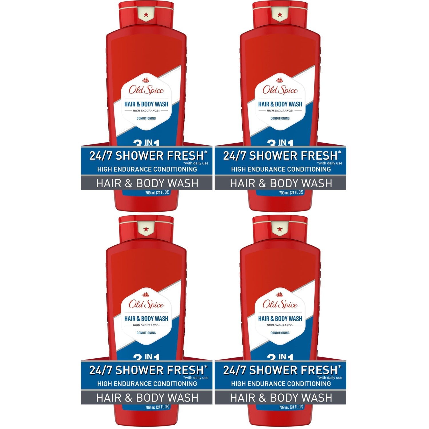 Old Spice Refreshing 2-in-1 Hair & Body Wash Conditioner for Men, High Endurance, 3X Defense, 24/7 Shower Fresh with Lasting Scent, Scented, 24 oz