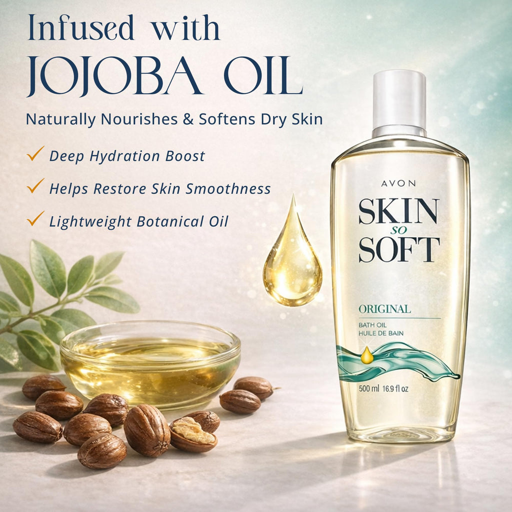 Avon Skin So Soft Original Bath Oil - 16.9 oz - Moisturizing Body Oil | Moisturizing Body Oil with Jojoba Oil, Dry Skin, Hydrating Shower Oil Perfect as an After-Shower Skin Softener for All Adults