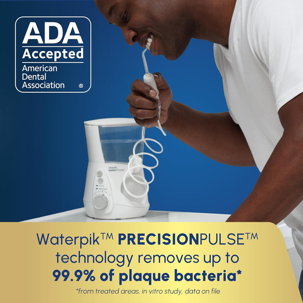Buy now Waterpik Aquarius Water Flosser For Teeth Cleaning, Gums, Braces, Dental Care, Electric Power With 10 Settings, 7 Tips For Multiple Users And Needs, ADA Accepted, White WP-660, Packaging May Vary at indiglob india