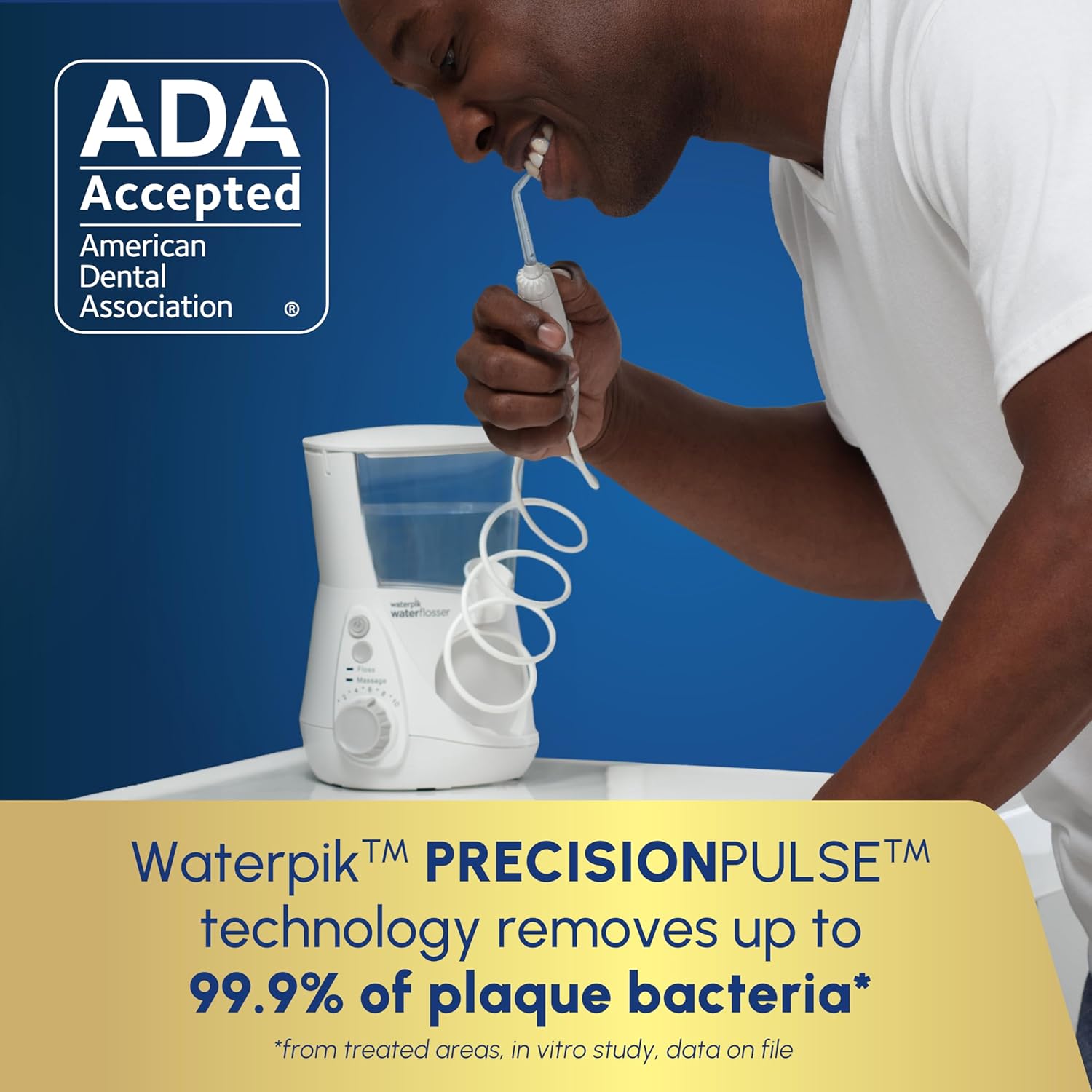 Buy now Waterpik Aquarius Water Flosser For Teeth Cleaning, Gums, Braces, Dental Care, Electric Power With 10 Settings, 7 Tips For Multiple Users And Needs, ADA Accepted, White WP-660, Packaging May Vary at indiglob india