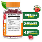 Lifeable Kids Biotin Gummies | 5,000mcg | Great Tasting Natural Flavor Biotin Supplement | Vegan Hair Gummies | for Hair Skin and Nails | 90 Gummies