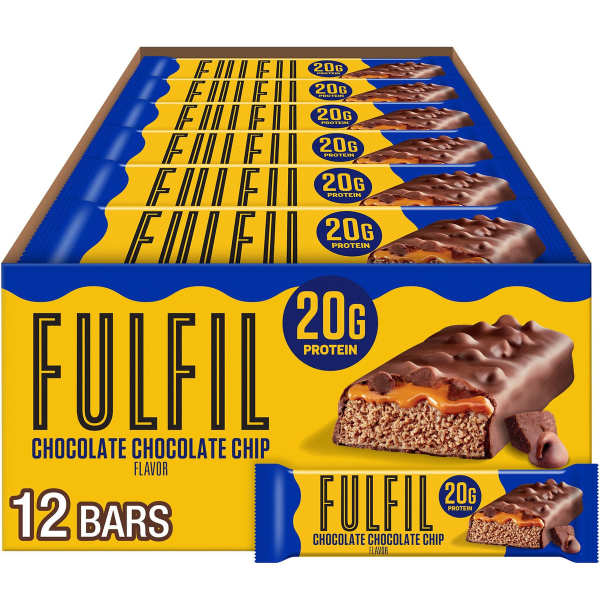 FULFIL Chocolate Chocolate Chip Flavored Protein Bars, 1.94 oz (12 Count)