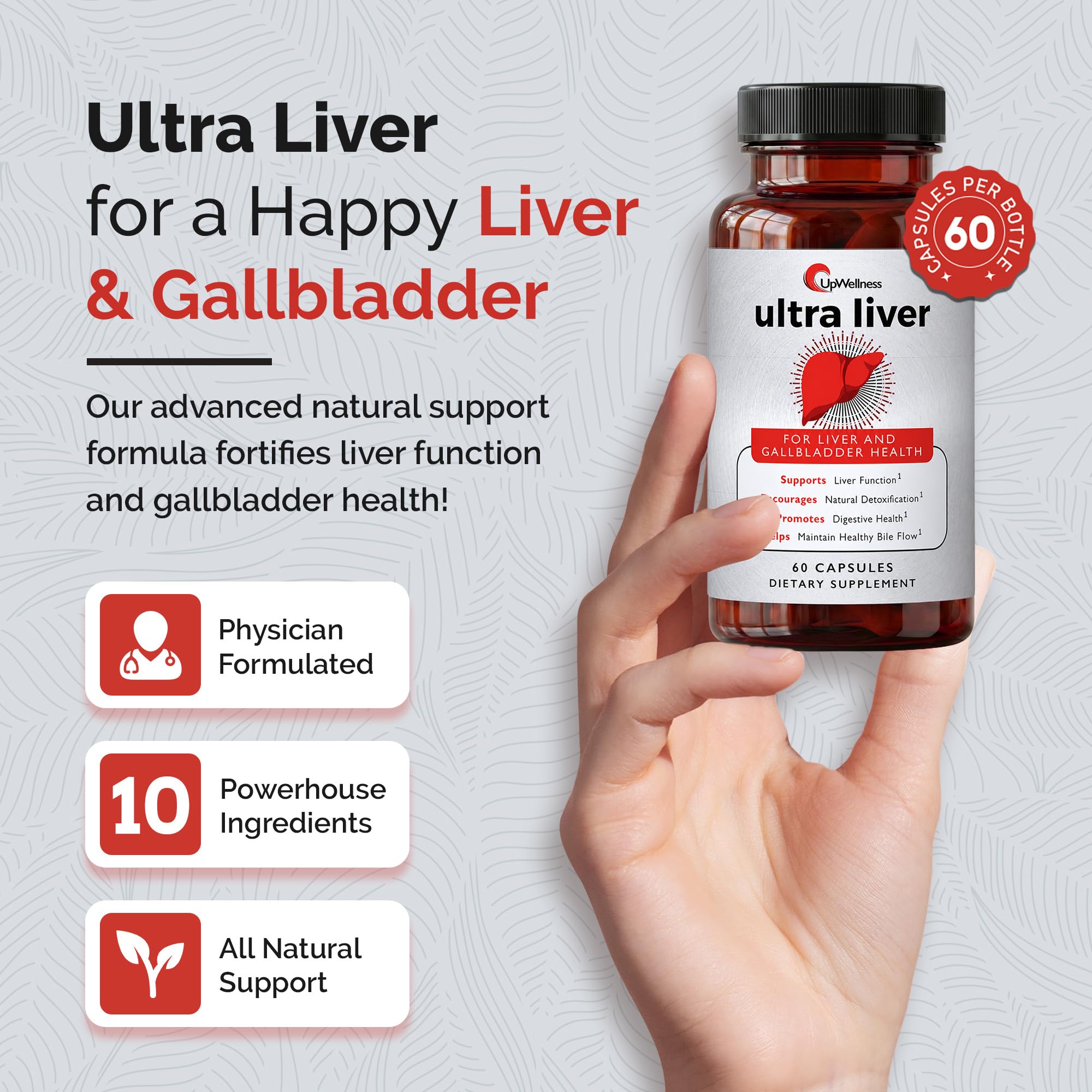 Ultra Liver Supplement for Liver Care & Support and Gallbladder Support - Powered by TMG, NAC Milk Thistle, and More - Liver Cleanse Detox & Repair - 60 Capsules