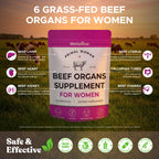 Primal Beef Organ Supplement for Women, Grass-Fed Ancestral Superfood | Supplement With Uterus & Liver, For Hormone Balance & Queen Energy, 60 Capsules