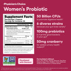 Physician's CHOICE Probiotics for Women - PH Balance, Digestive, UT, & Feminine Health - 50 Billion CFU - 6 Unique Strains for Her - Organic Prebiotics, Cranberry Extract+ - Women Probiotic - 30 CT