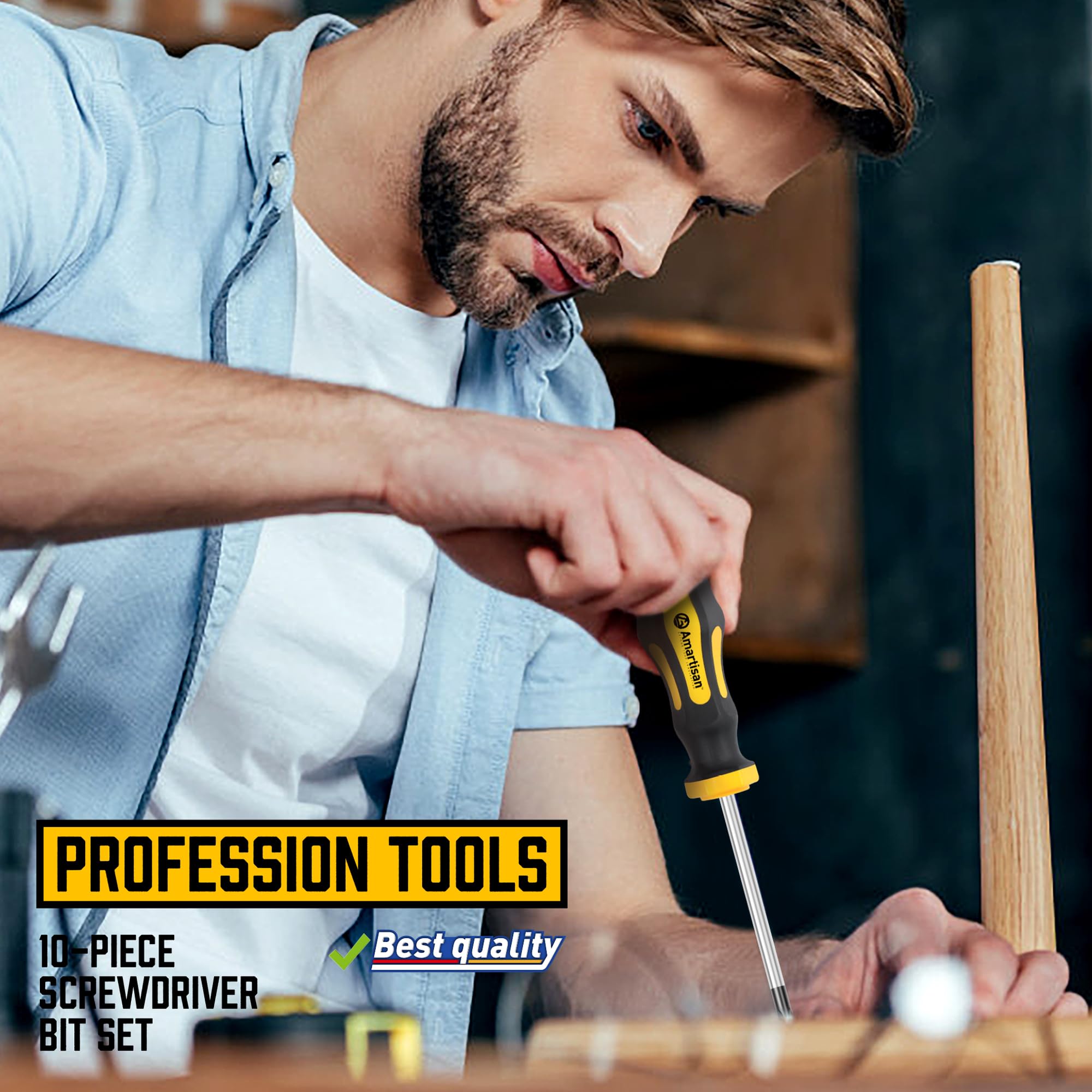 Buy now Amartisan 10-Piece Magnetic Screwdrivers Set, 5 Phillips and 5 Slotted Tips Professional Cushion Grip Screwdriver Set at indiglob india