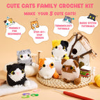 MAGIMUSE Crochet Kit for Beginners, 5 Cat Crochet Amigurumi Craft Kit