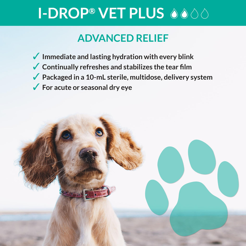 I-DROP Vet Plus Dog Eye Drops, 0.25% Hyaluronan, Seasonal Dry Eye, 10 ml