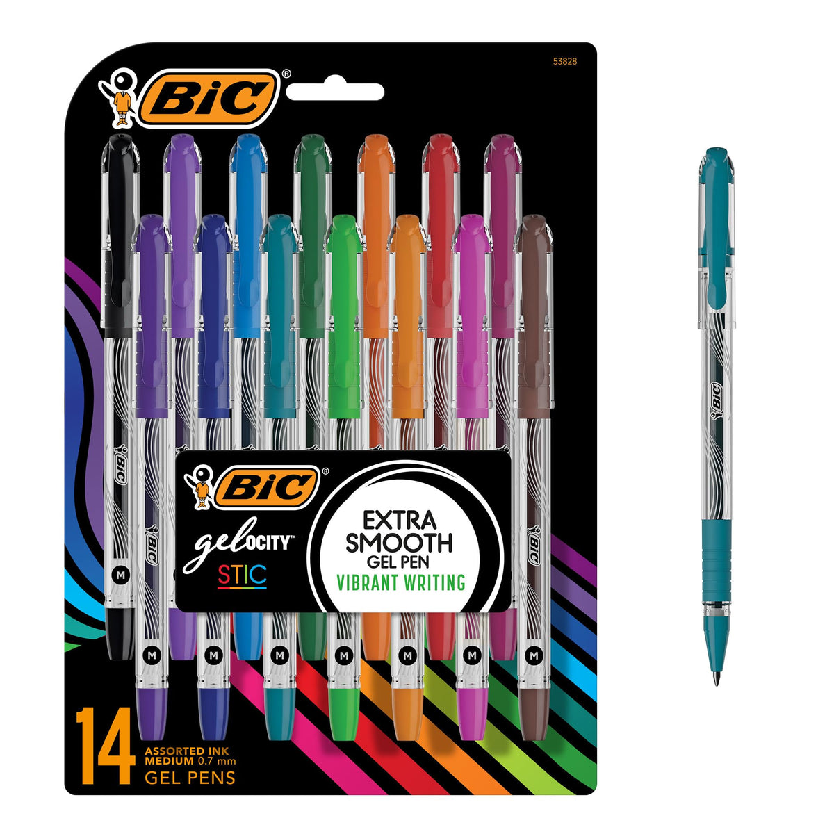 BIC Gel-ocity Smooth Stic Gel Pens, 14-Count, Medium Point (0.7mm)