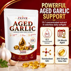 Pure Aged Garlic Extract Softgels, Odorless Garlic Supplement, 24-Month Naturally Aged with Standardized SAC, Heart Health, Immune & Antioxidant Support, 300 Count (2)