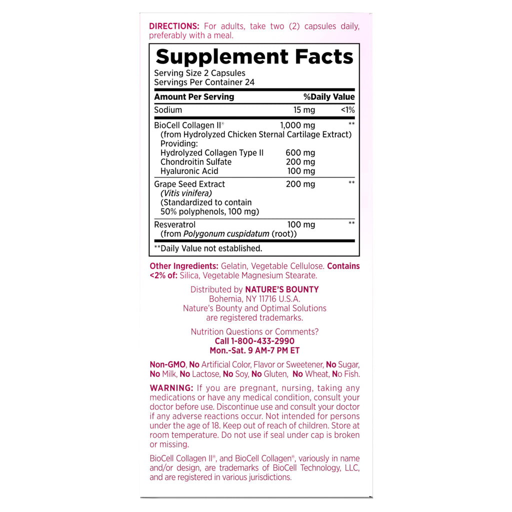 Nature's Bounty Optimal Solutions Ultra Collagen Booster, 48 Capsules
