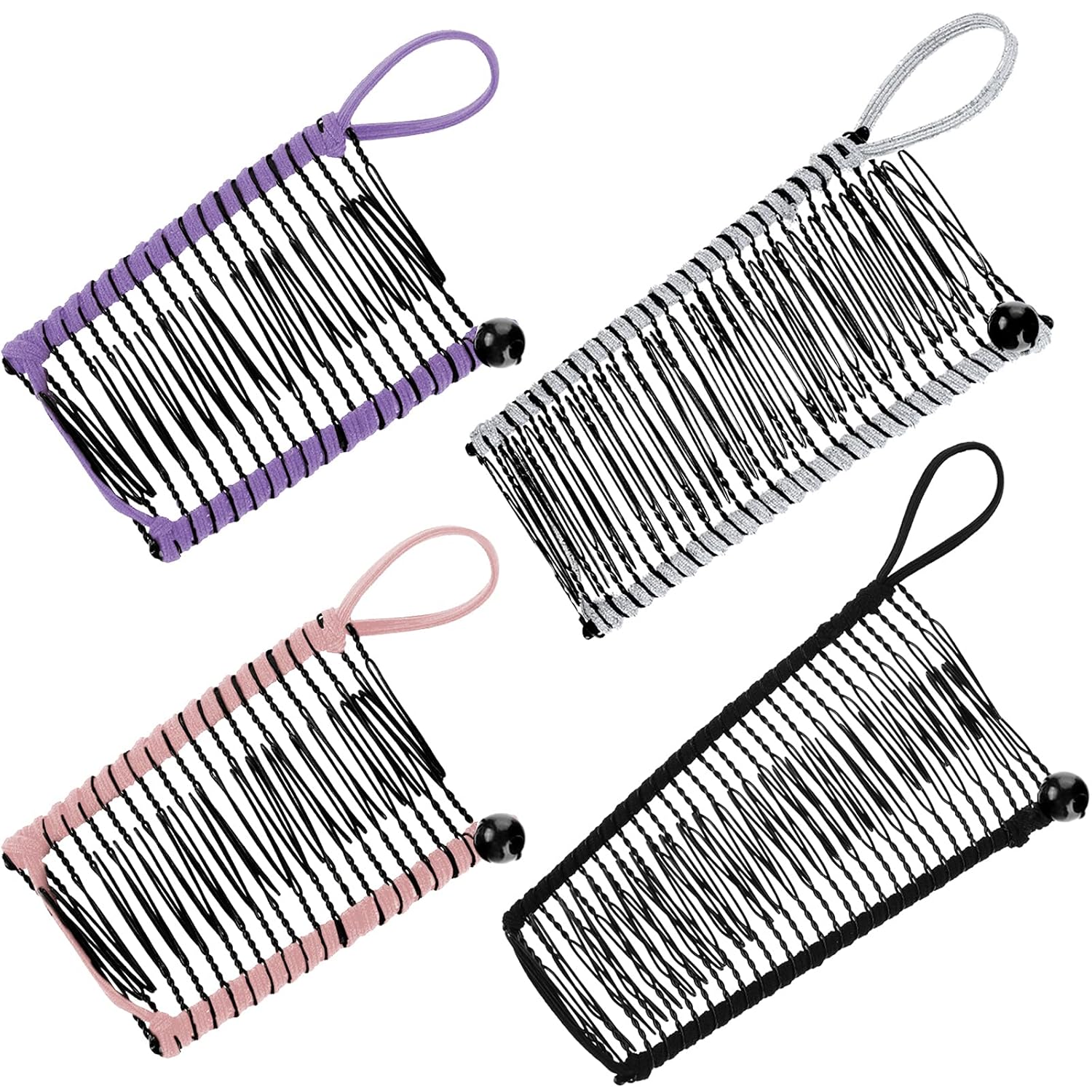 Buy now WILLBOND 4 Pcs Banana Hair Clips for Women Large Small Comb Vintage Clincher Banana Grip Clip Styling Accessories Gift for Curly Thick Thin Wavy Hair Ponytail Wedding(Black) Pink, Purple, Black, Silver at indiglob india