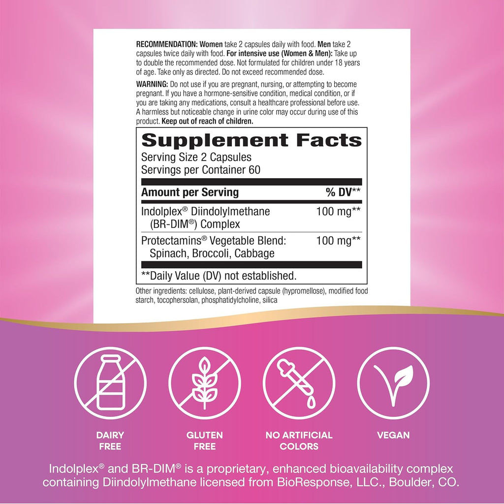 Buy now Nature's Way DIM-Plus, DIM Supplement, Supports Balanced Estrogen Metabolism*, Supports Estrogen Hormone Balance*, Diindolylmethane, 120 Vegan Capsules at indiglob india