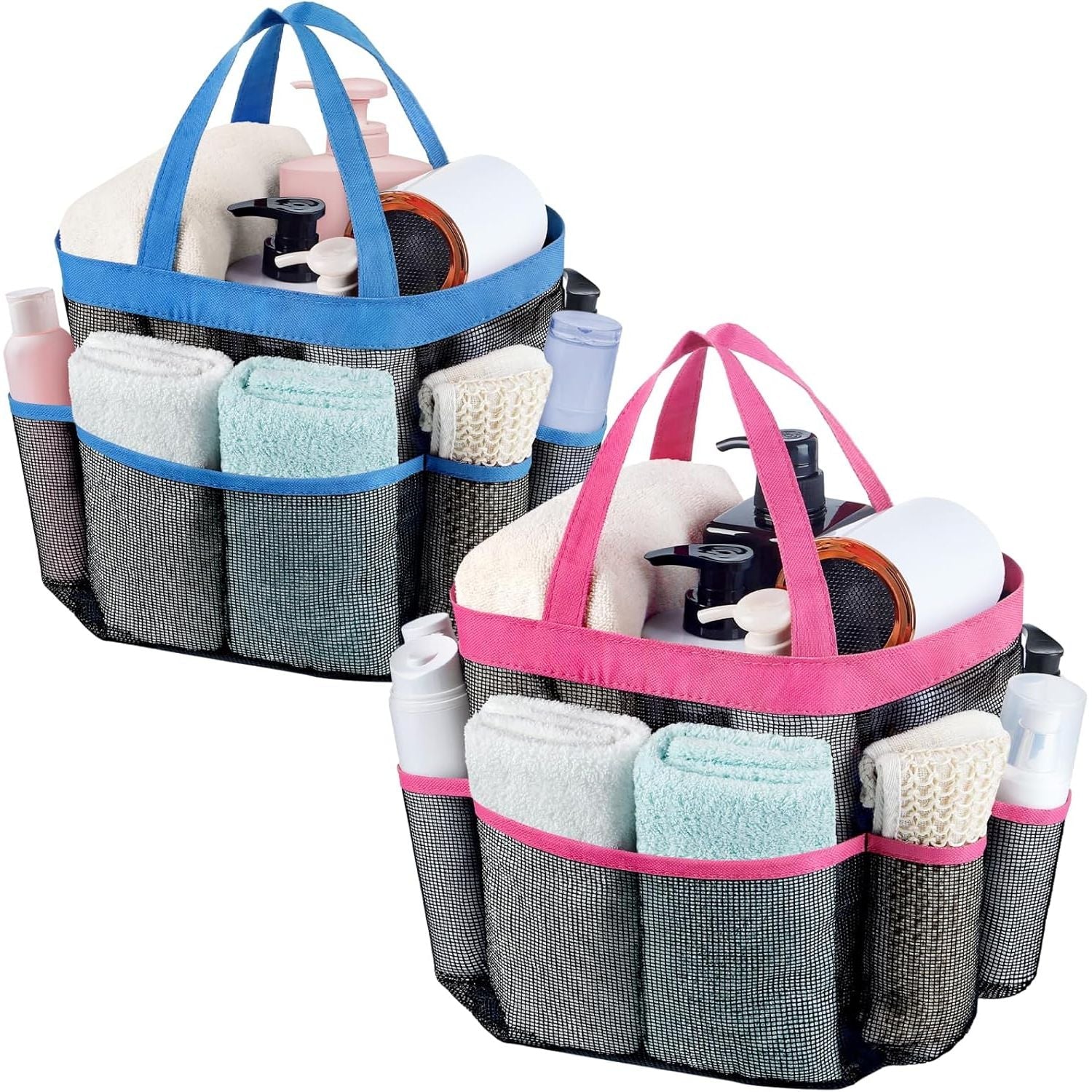 Buy now Attmu Mesh Shower Caddy Portable, Quick Dry Hanging Shower Tote Bag for College Dorm Room Essentials, Large Capacity Shower Caddy Dorm for Bathroom Gym Swimming Blue Rose at indiglob india