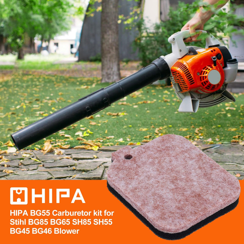 Hipa BG55 BG85 Air Filter Replacement for STHIL BG 55 85 BG45 BG46 BG65 BR45 BR45C SH55 SH85 Leaf Blower Parts 4229-120-1800 with Fuel Primer Bulb Spark Plug Tune Up Kit