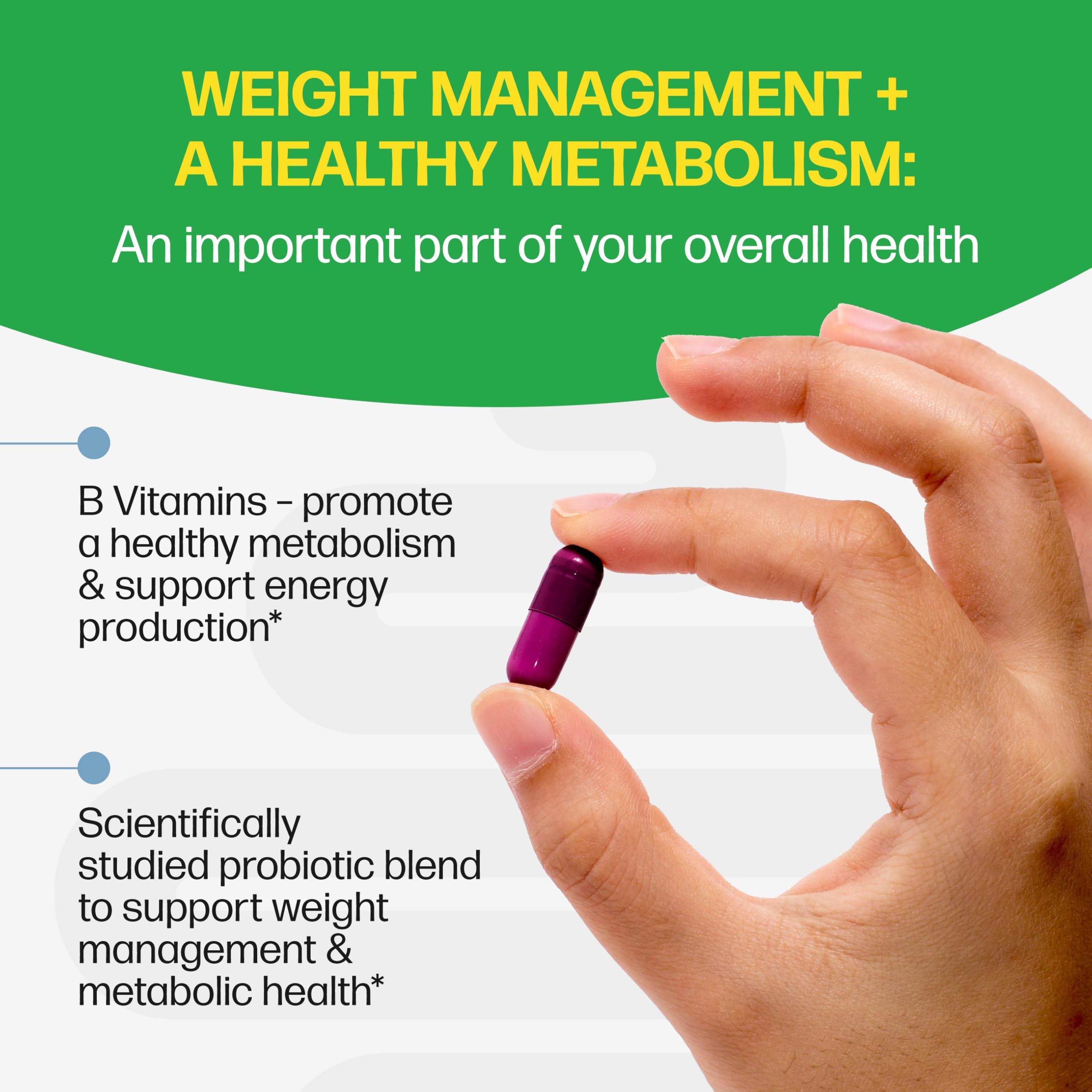 Culturelle Metabolism + Weight Management with SlimBiotics® Probiotic 30 Ct | 12 billion CFUs, Multi-Strain Probiotic Blend, Vitamins B6 & B12, Supports Gut Microbiome*, Once-Daily Capsules