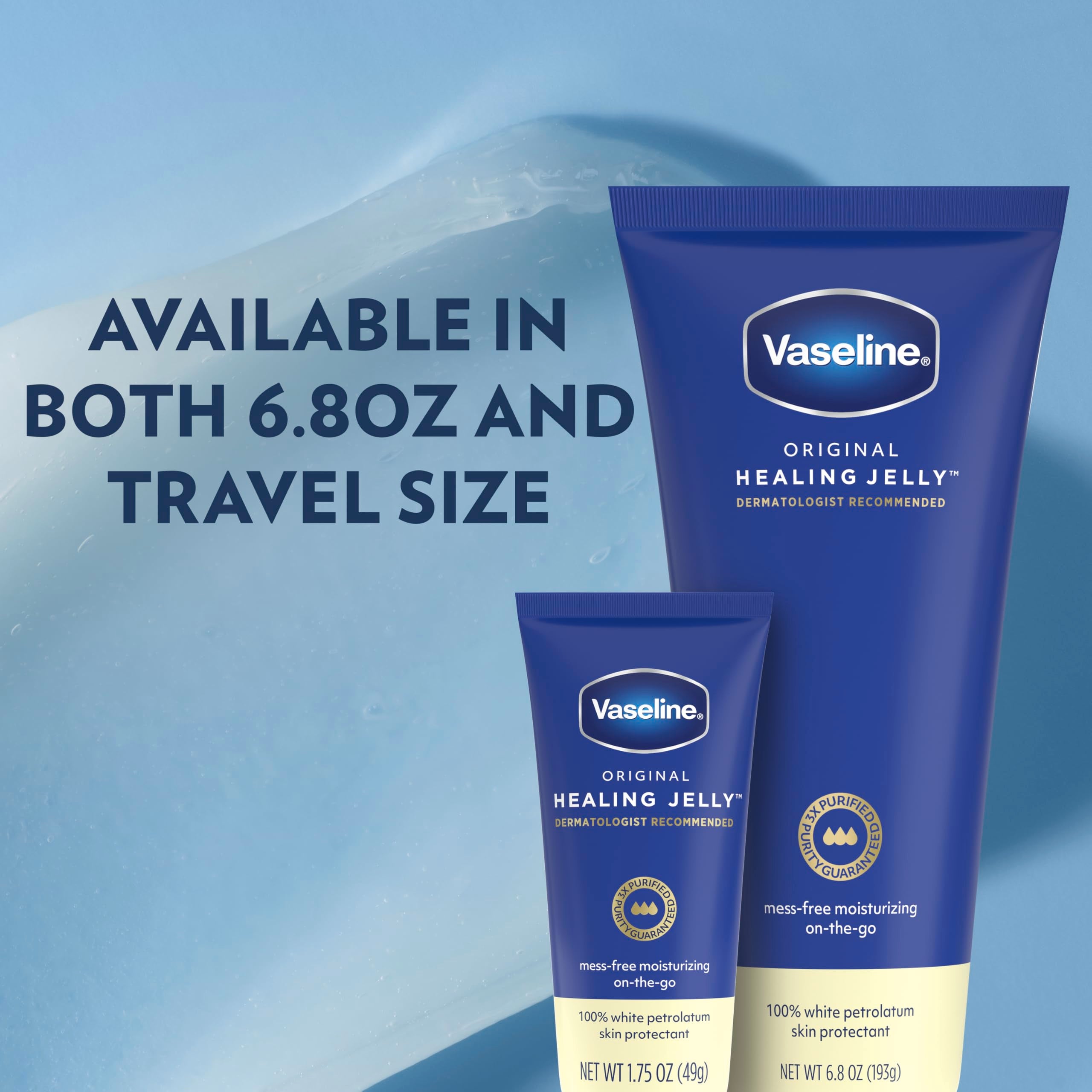 Vaseline Original Petroleum Healing Jelly Tube For Dry Skin 6.8oz 1ct | Skin protectant for cracked skin, minor cuts, burns & eczema; squeeze tube, fragrance-free, hypoallergenic & derm recommended