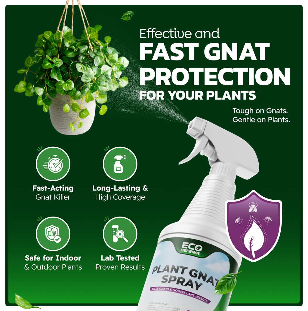 Eco Defense Plant Gnat Spray, Fungus Gnat Killer for Houseplant Soil