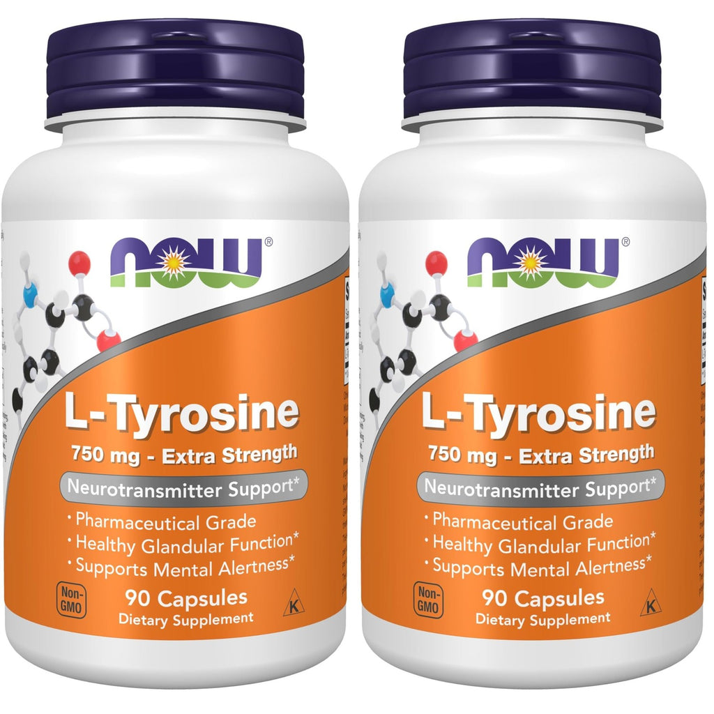 NOW Supplements, L-Tyrosine 750 mg, Supports Mental Alertness*, Neurotransmitter Support*, 90 Veg Capsules