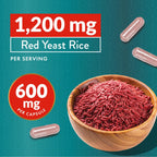 Red Yeast Rice with CoQ10 Supplement, Cholesterol & Heart Health Support | Extra Strength Red Yeast Rice 1200 MG (600 MG Per Capsule), Citrinin-Free, Doctor-Formulated, Non-GMO, Vegan, 120 Capsules