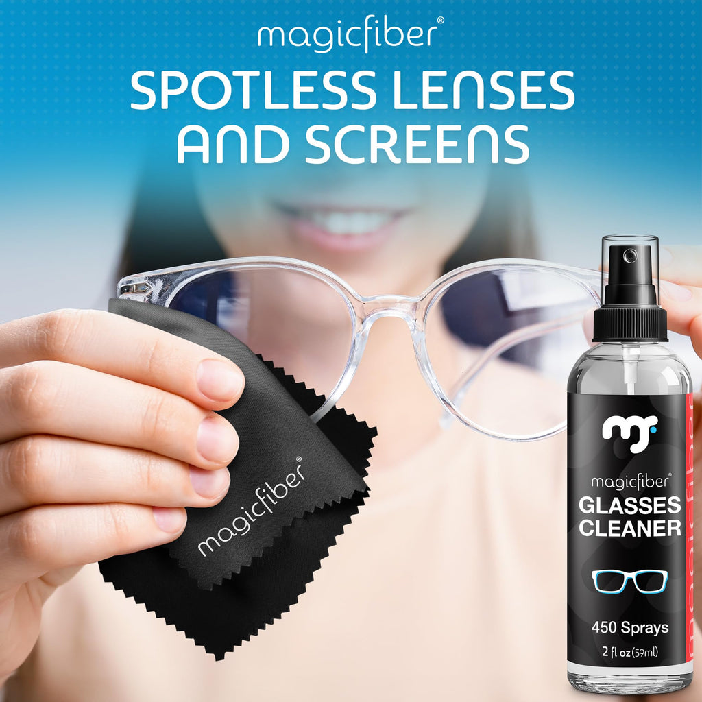 MagicFiber Glasses Cleaner Spray & Cloth Kit, Eye Glass & Lens Cleaner