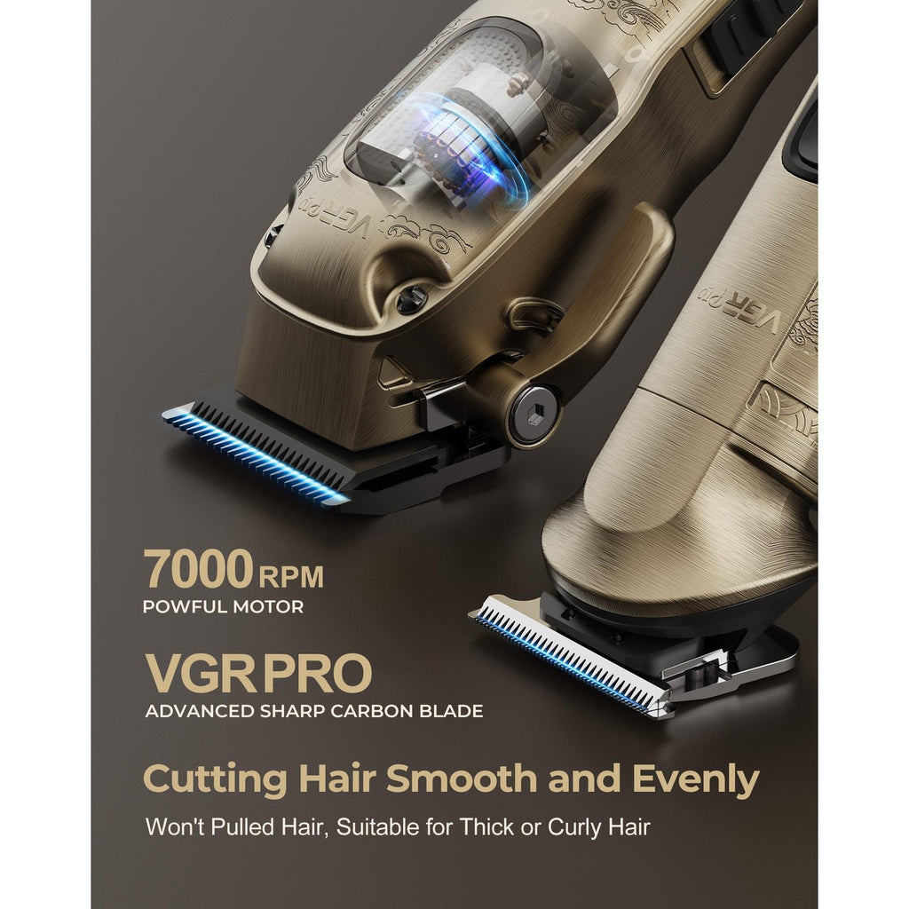 VGRPRO Hair Clippers for Men Professional, Cordless Clipper and Trimmer Set | 7000RPM Grooming Kit with EVA Case, LED display, 14 Guide Combs (including Right & Left Ear Taper Combs), Nose Trimmer Head