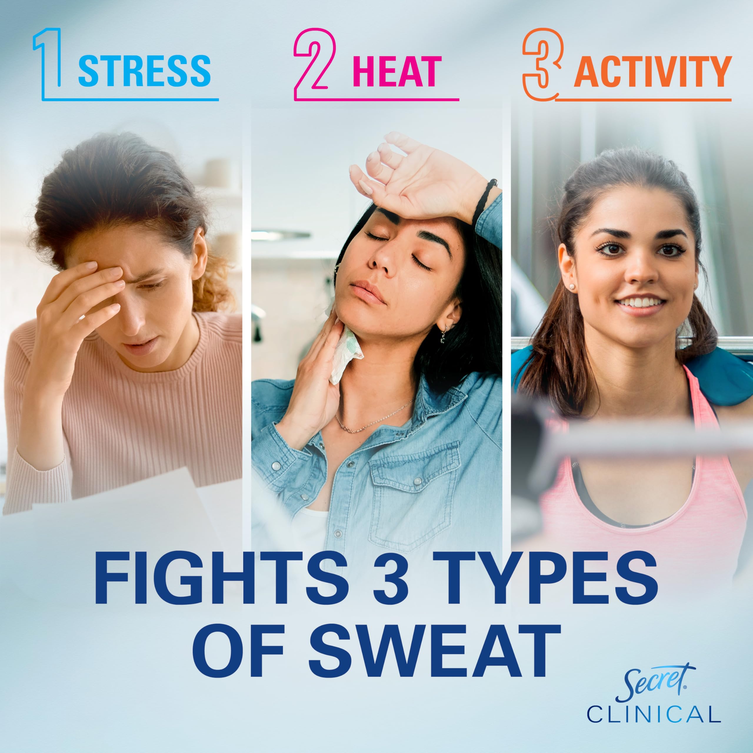 Secret Clinical Strength Dry Spray Antiperspirant Deodorant for Women, 3X Stress Protection, 72hr Sweat & Odor Protection, PH Balancing Minerals, Completely Clean Scent, 3.8 oz