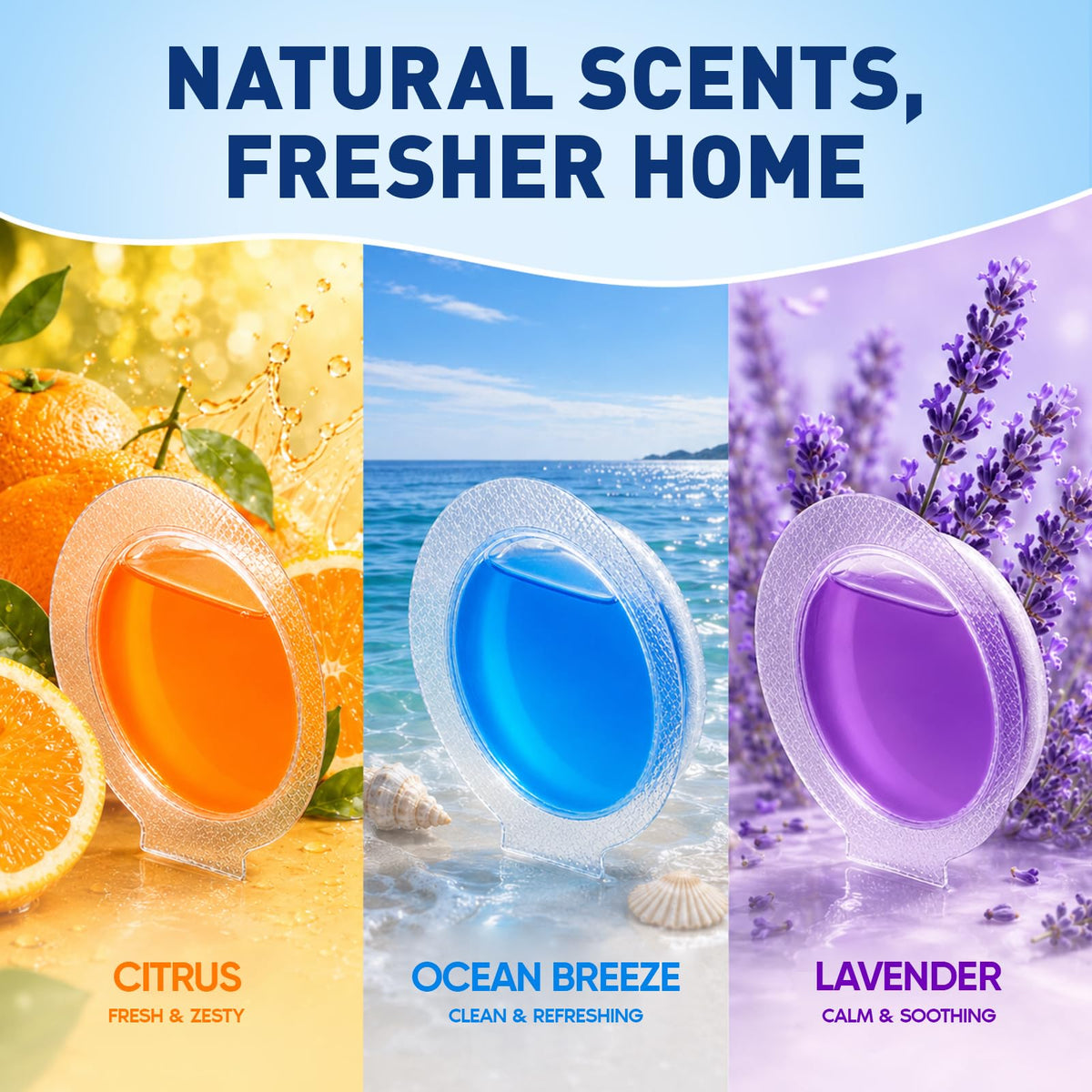 18 Pack Trash Can Deodorizer, Stick-On Air Freshener, 3 Fresh Scents
