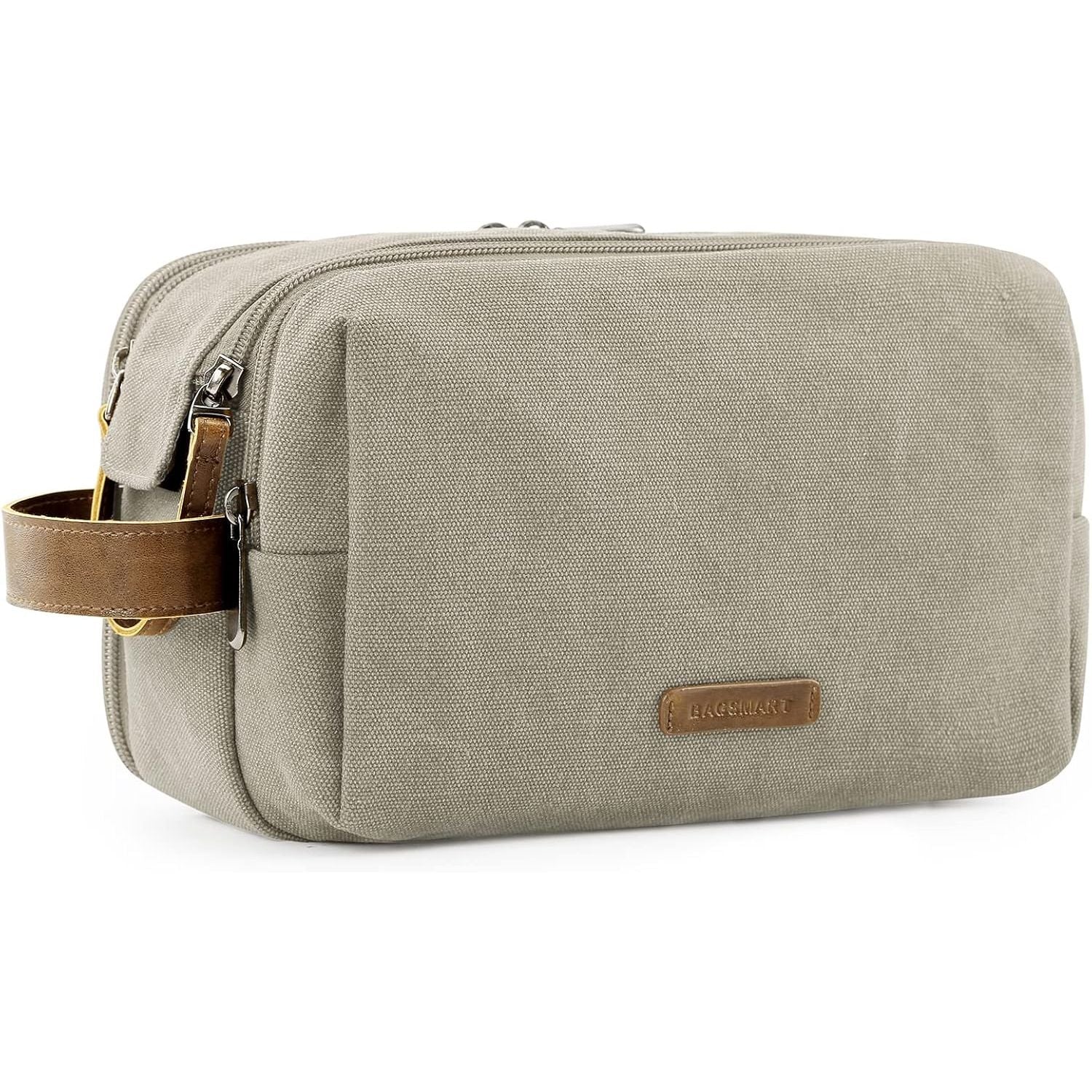 Buy now BAGSMART Toiletry Bag for Men, Canvas Travel Toiletry Organizer Dopp Kit Water-resistant Shaving Bag for Toiletries Accessories,Grey-Medium Medium Beige at indiglob india