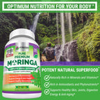 FRESH HEALTHCARE Moringa Capsules - 100% Pure Leaf Powder Supplement, 180 Pills, Non-GMO, 3 Month Supply, Complete Green Superfood for Energy, Skin, Immune and Gut Health Support
