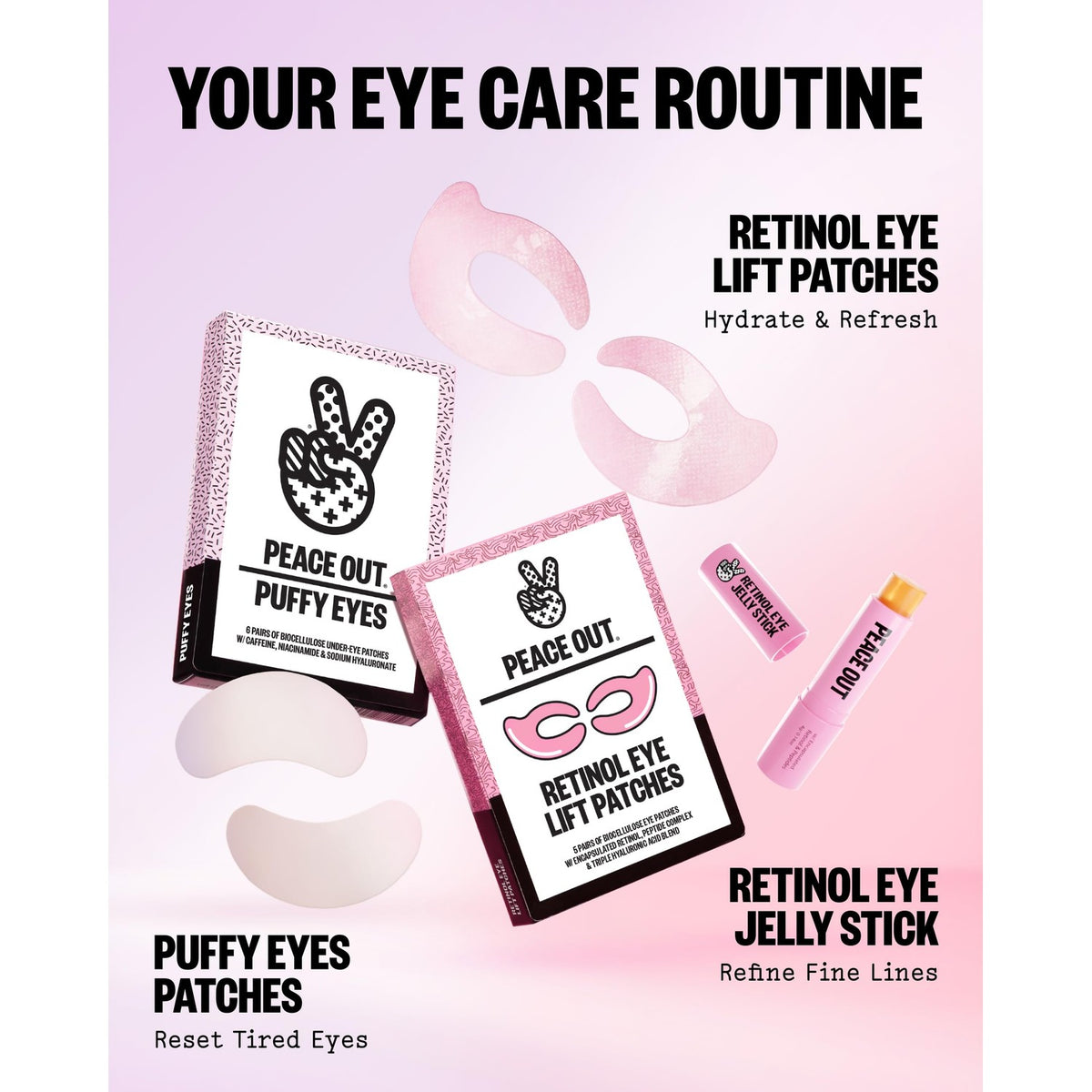 PEACE OUT Retinol Eye Lift Patches with Peptides (5 Pairs)
